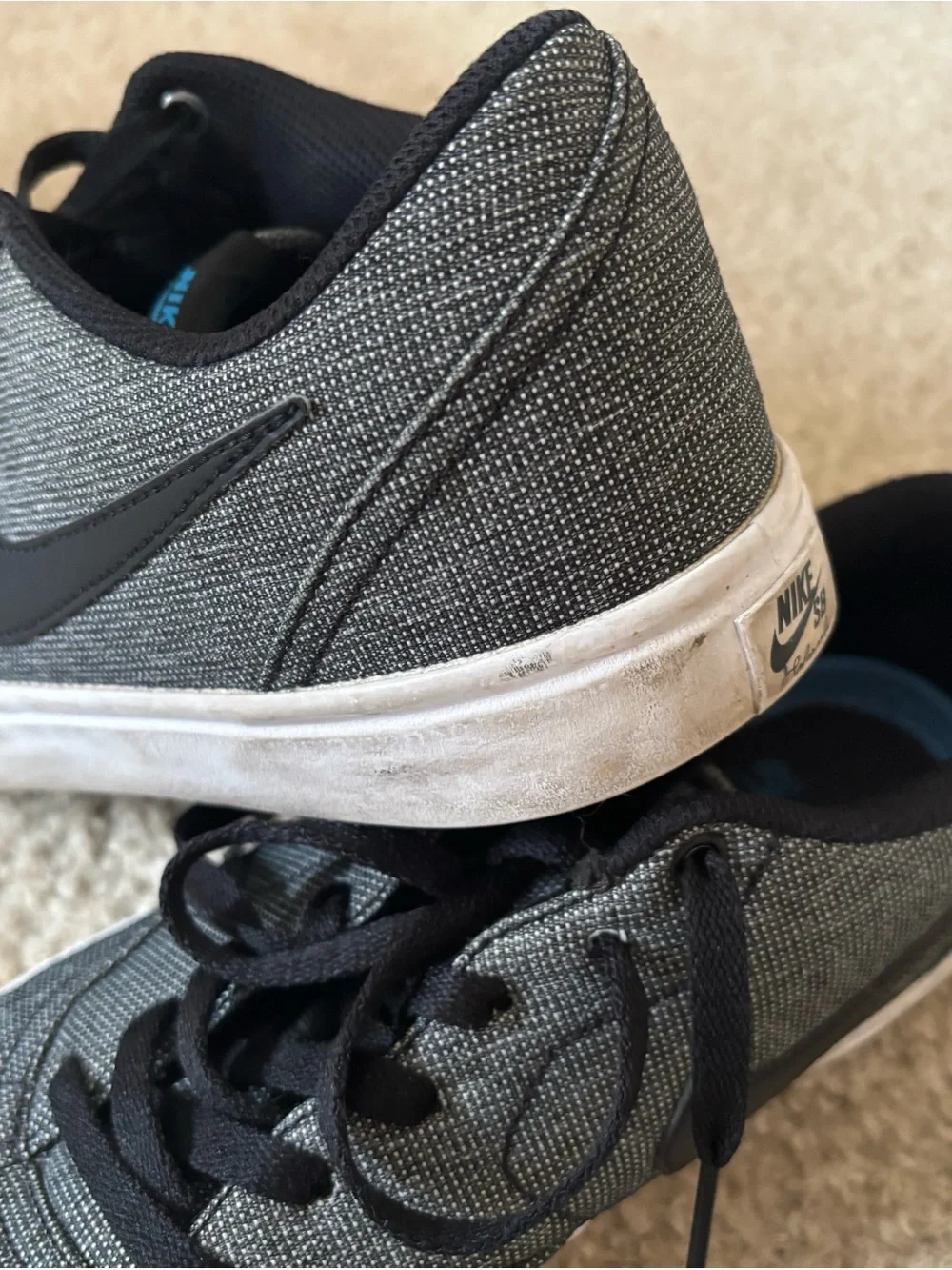 Nike Black and Blue SB Low-Top Canvas Sneakers